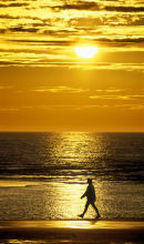 walking at sunset
